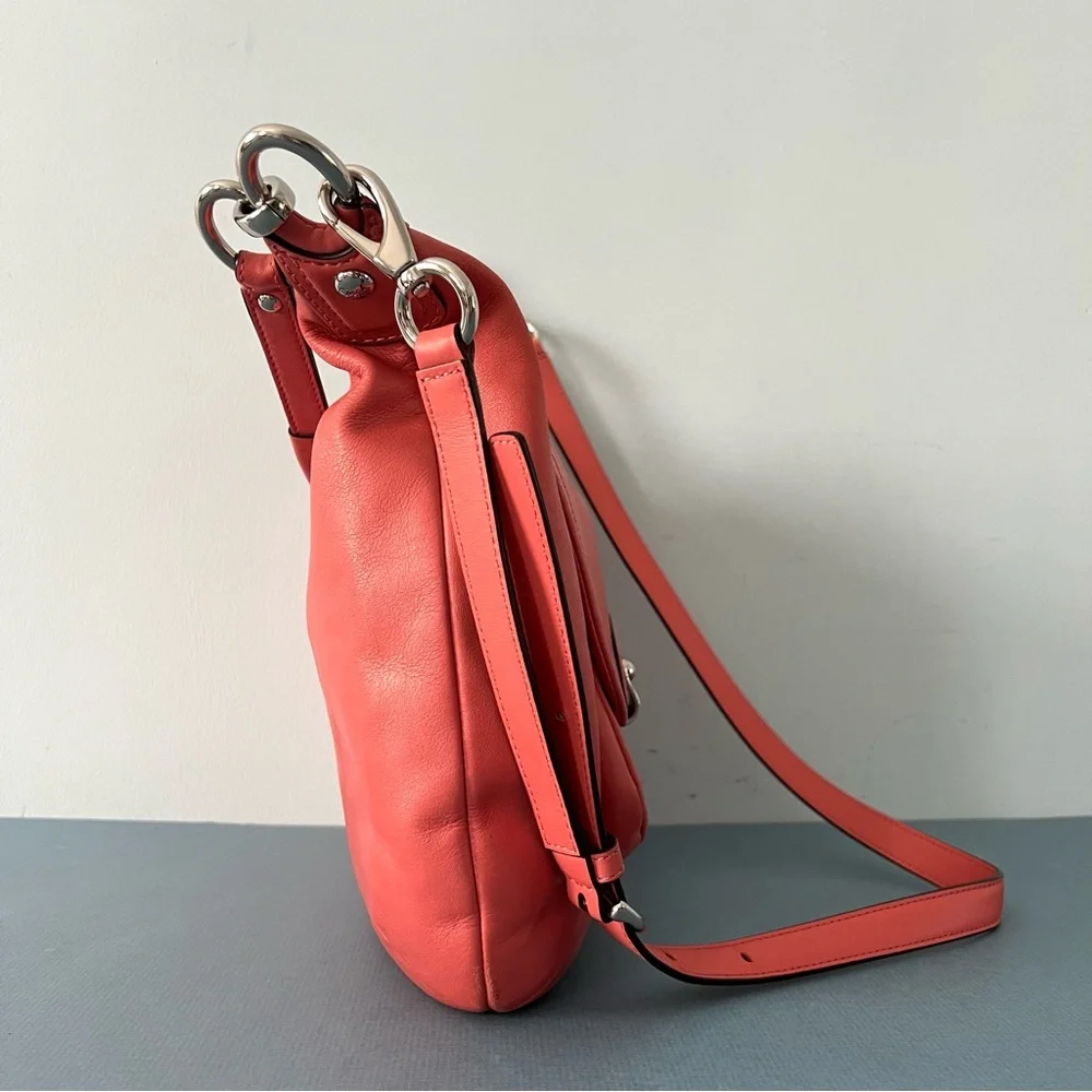 Coach Kirstin Coral Salmon Pink Leather Hobo Shoulder Bag‎